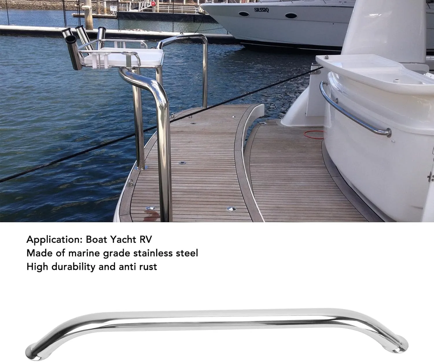 Fockety Boat Grab Handle, 9/12/16/18 Inch 304 Stainless Steel Boat Handrail, Polished Boat Grab Bar, Heavy Duty Multipurpose Marine Rail for Marine Boat,Yacht, RV, Easy to Install