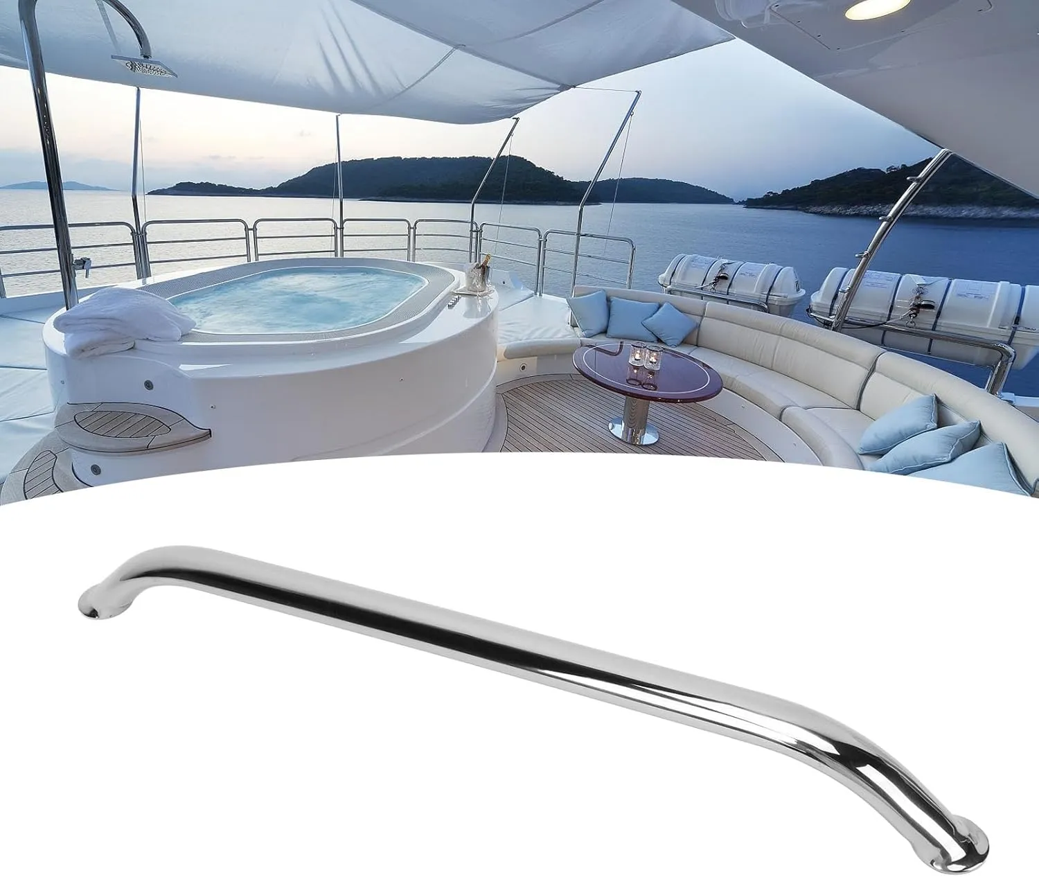 Fockety Boat Grab Handle, 9/12/16/18 Inch 304 Stainless Steel Boat Handrail, Polished Boat Grab Bar, Heavy Duty Multipurpose Marine Rail for Marine Boat,Yacht, RV, Easy to Install