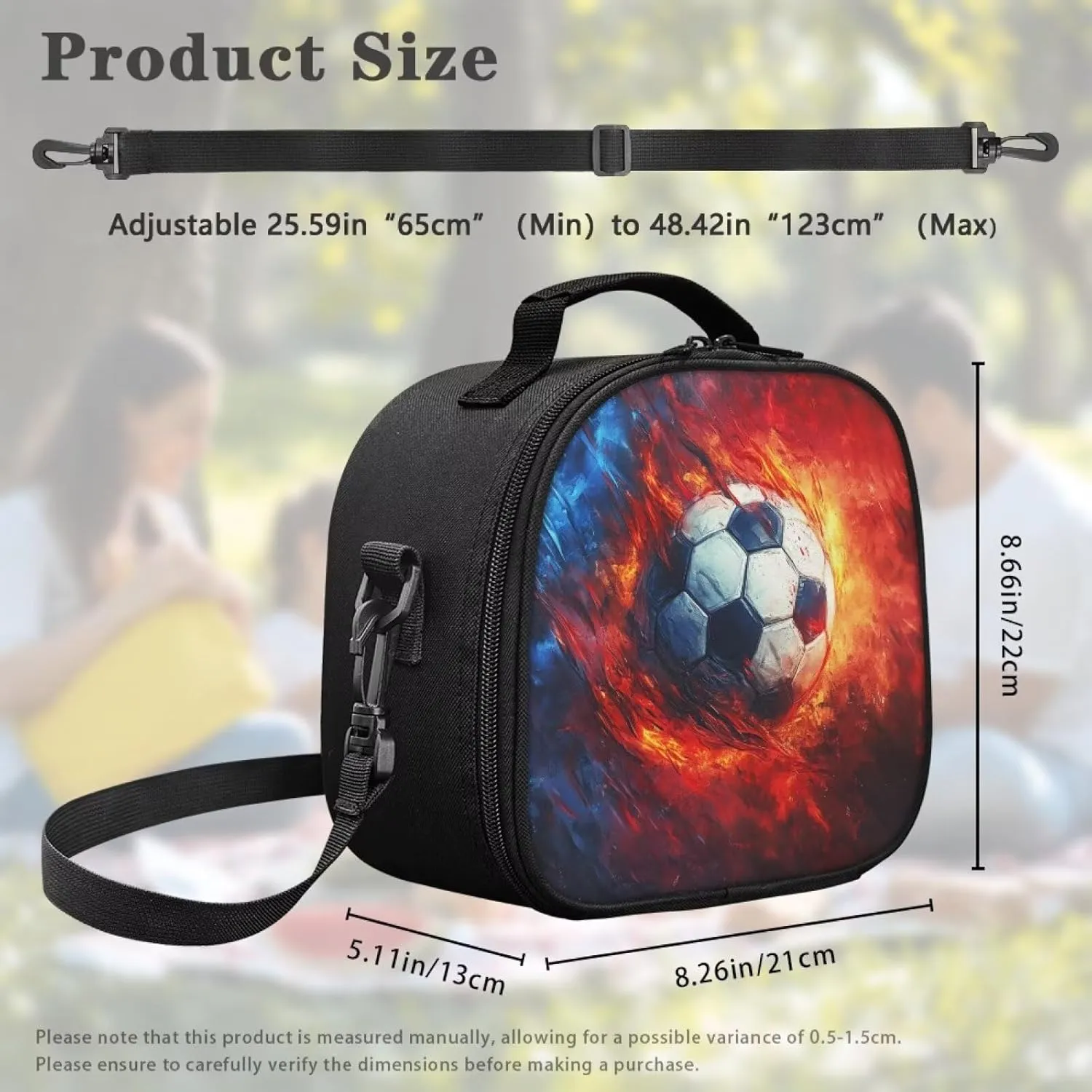Football Lunch Bag for Boys Kids Lunch Boxes for School Lightweight Detachable Strap Backpack Long Term Use Boys Crossbody Bag for Outgoing Cool Design