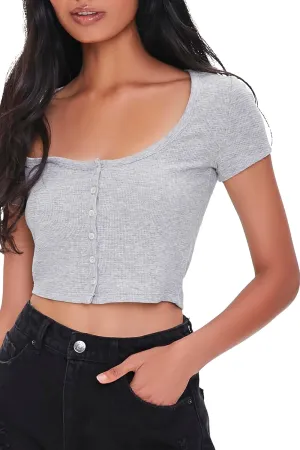 Forever 21 Women's Button-Front Crop Top