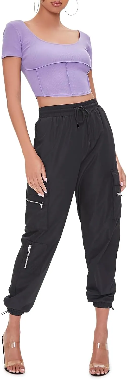 Forever 21 Women's Ribbed Inverted-Seam Crop Top