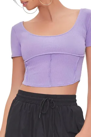 Forever 21 Women's Ribbed Inverted-Seam Crop Top