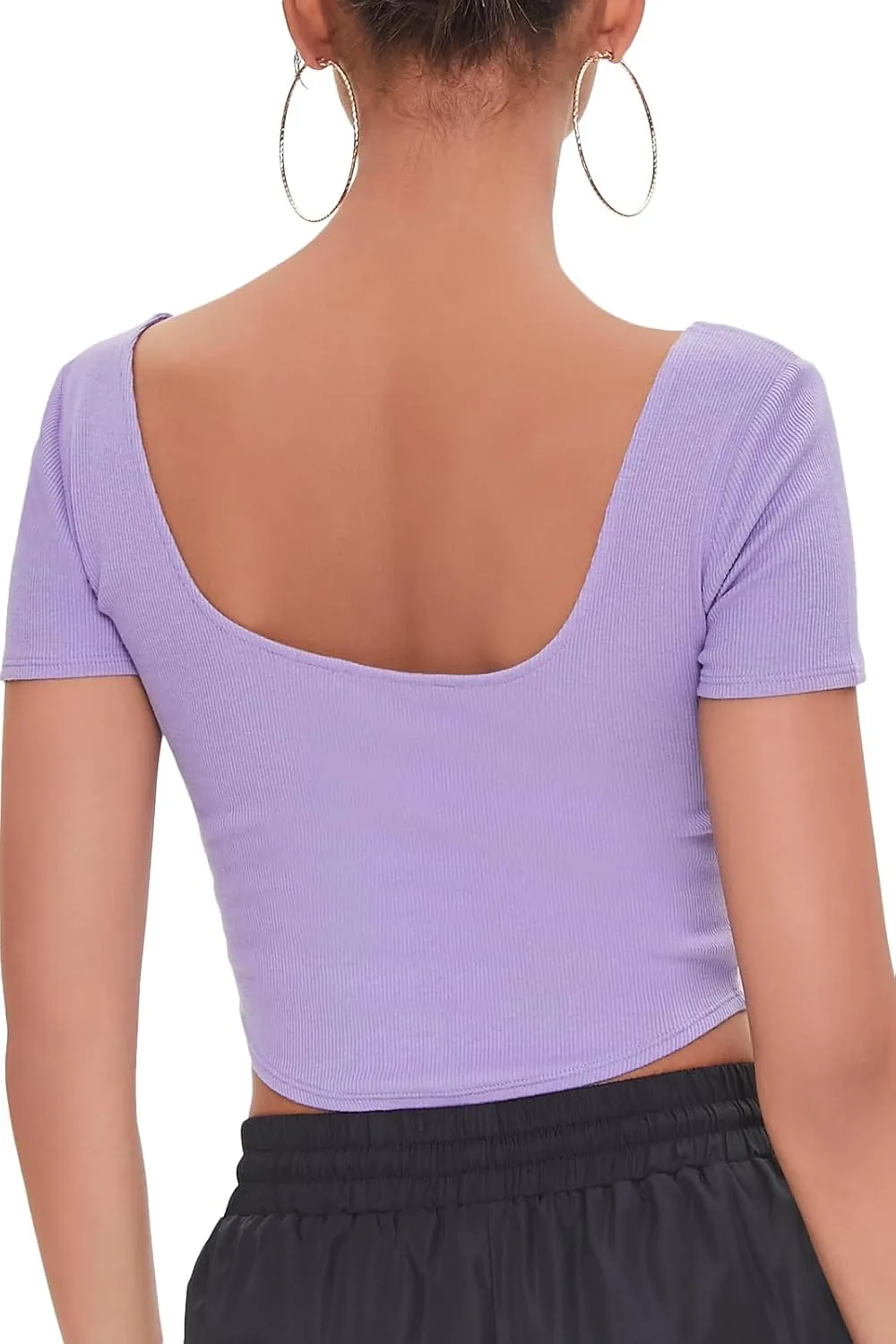 Forever 21 Women's Ribbed Inverted-Seam Crop Top