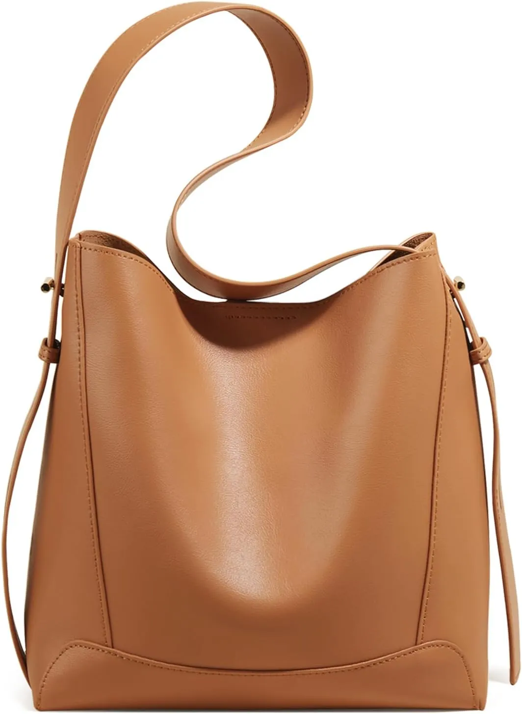FOXLOVER Cowhide Bucket Shoulder Top-Handle Handbags for Women Large Size with Inner Bag