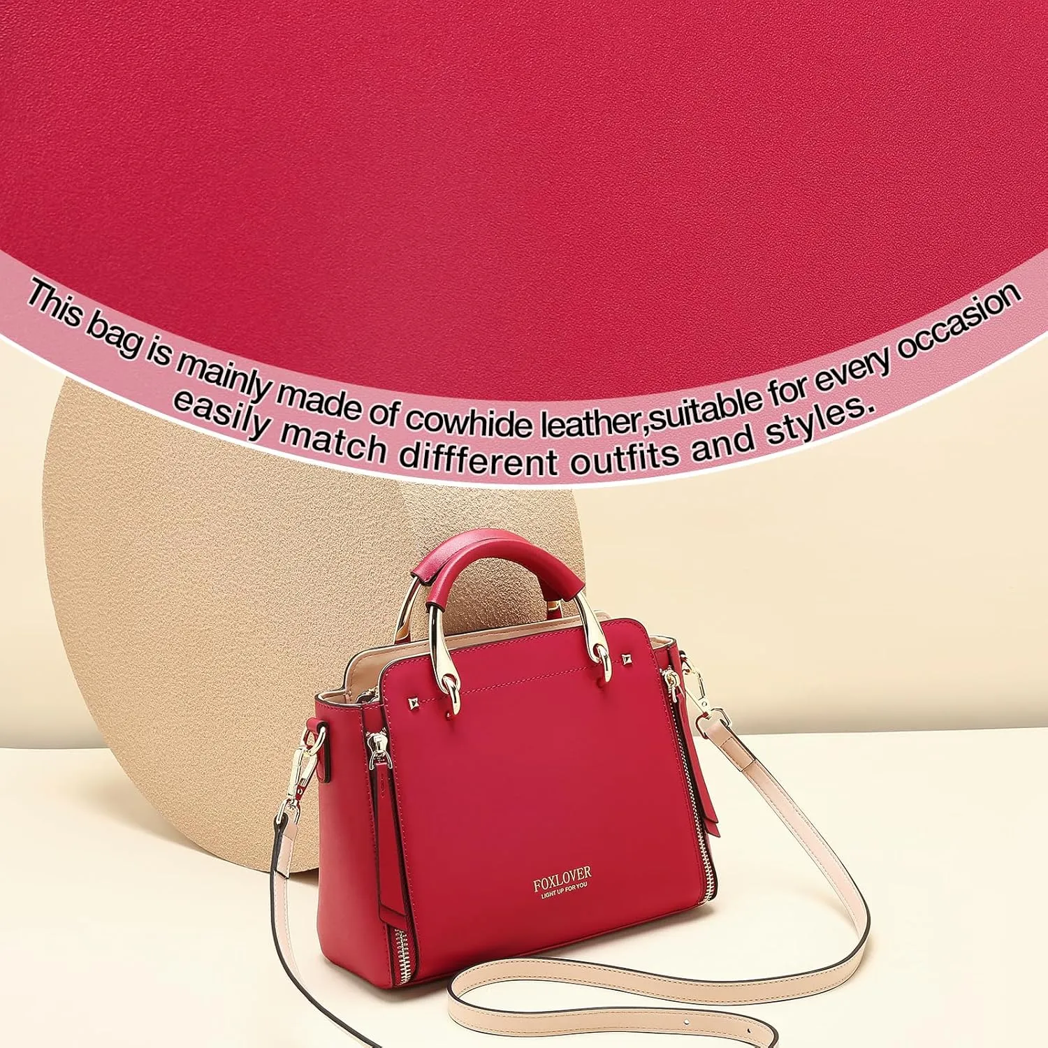 FOXLOVER Crossbody Bags for Women Satchel Handbags Medium Size Women's Top-Handle Shoulder Handbag with Zipper Pocket