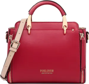 FOXLOVER Crossbody Bags for Women Satchel Handbags Medium Size Women's Top-Handle Shoulder Handbag with Zipper Pocket