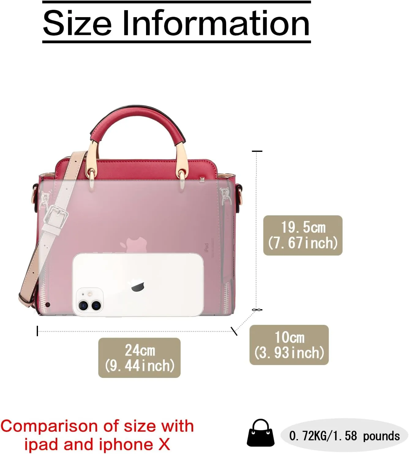 FOXLOVER Crossbody Bags for Women Satchel Handbags Medium Size Women's Top-Handle Shoulder Handbag with Zipper Pocket