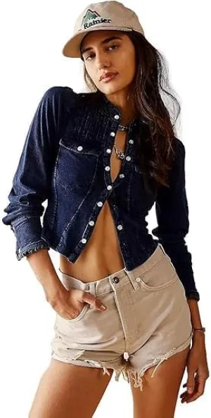 Free People Going Somewhere Stormy Cotton Jacket, Navy, Medium