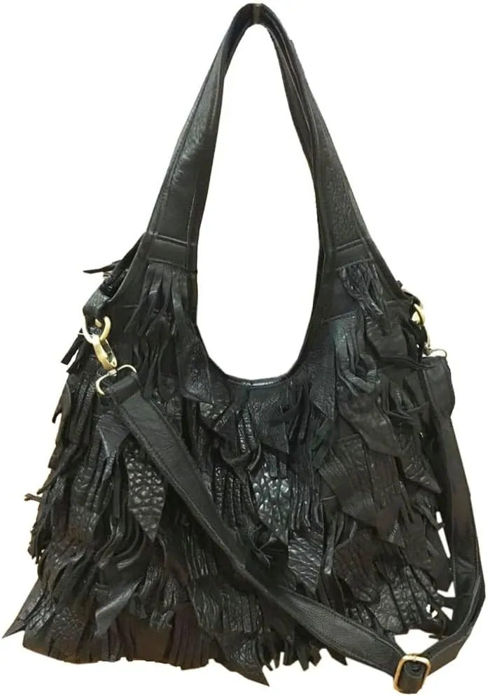 Fringe Hobo Bags for Women Boho Shoulder Purse Vintage Crossbody Handbag Large Tassel Tote Purses Leather Fringe Handbags