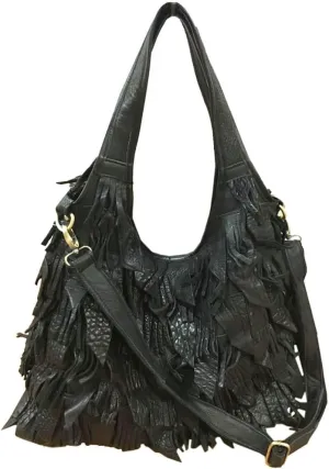 Fringe Hobo Bags for Women Boho Shoulder Purse Vintage Crossbody Handbag Large Tassel Tote Purses Leather Fringe Handbags
