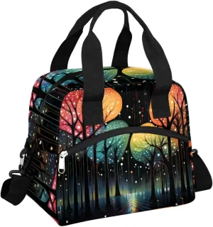 Funny Deco Trees Lunch Bag for Women Men Insulated Lunch Tote Bag Reusable Thermal Cooler Bag with Adjustable Strap for Meal Prep Work Picnic