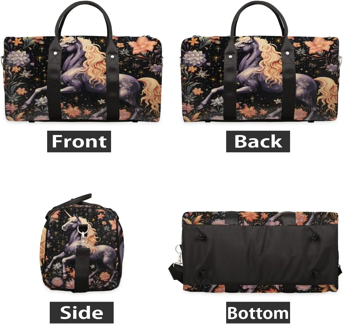 Funny Unicorn Travel Duffle Bag for Women Men Gym Duffel Foldable Bag Waterproof Weekender Rustic Forest Duffle Tote