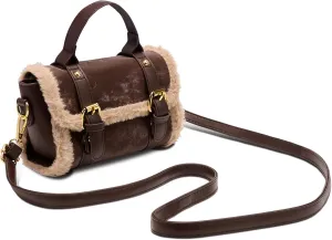 Fur Purse,Vintage-Revival Small Crossbody Bag,Top Handle Leather Handbag for Women