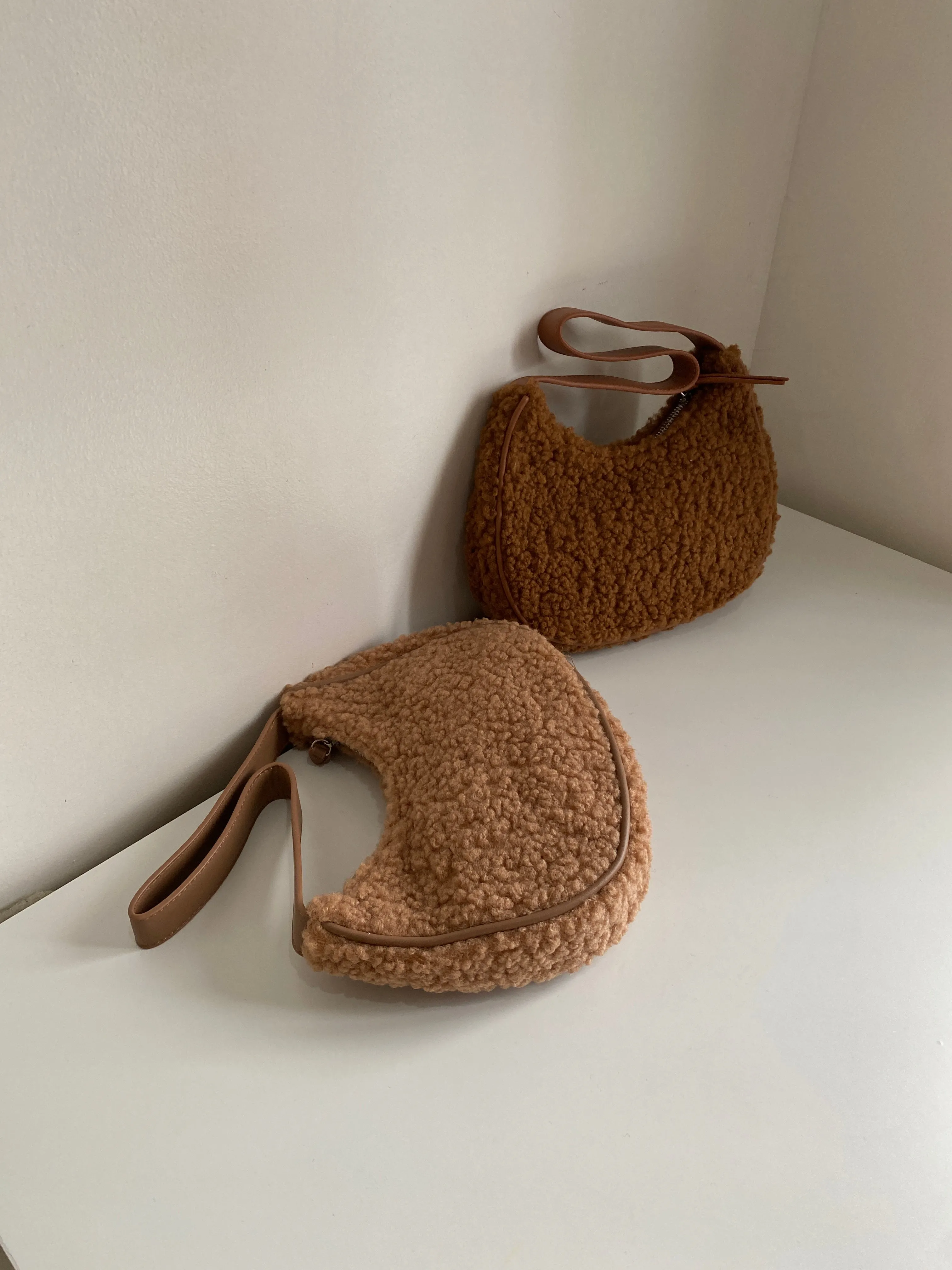 Fuzzy Baguette Bag - Chocolate