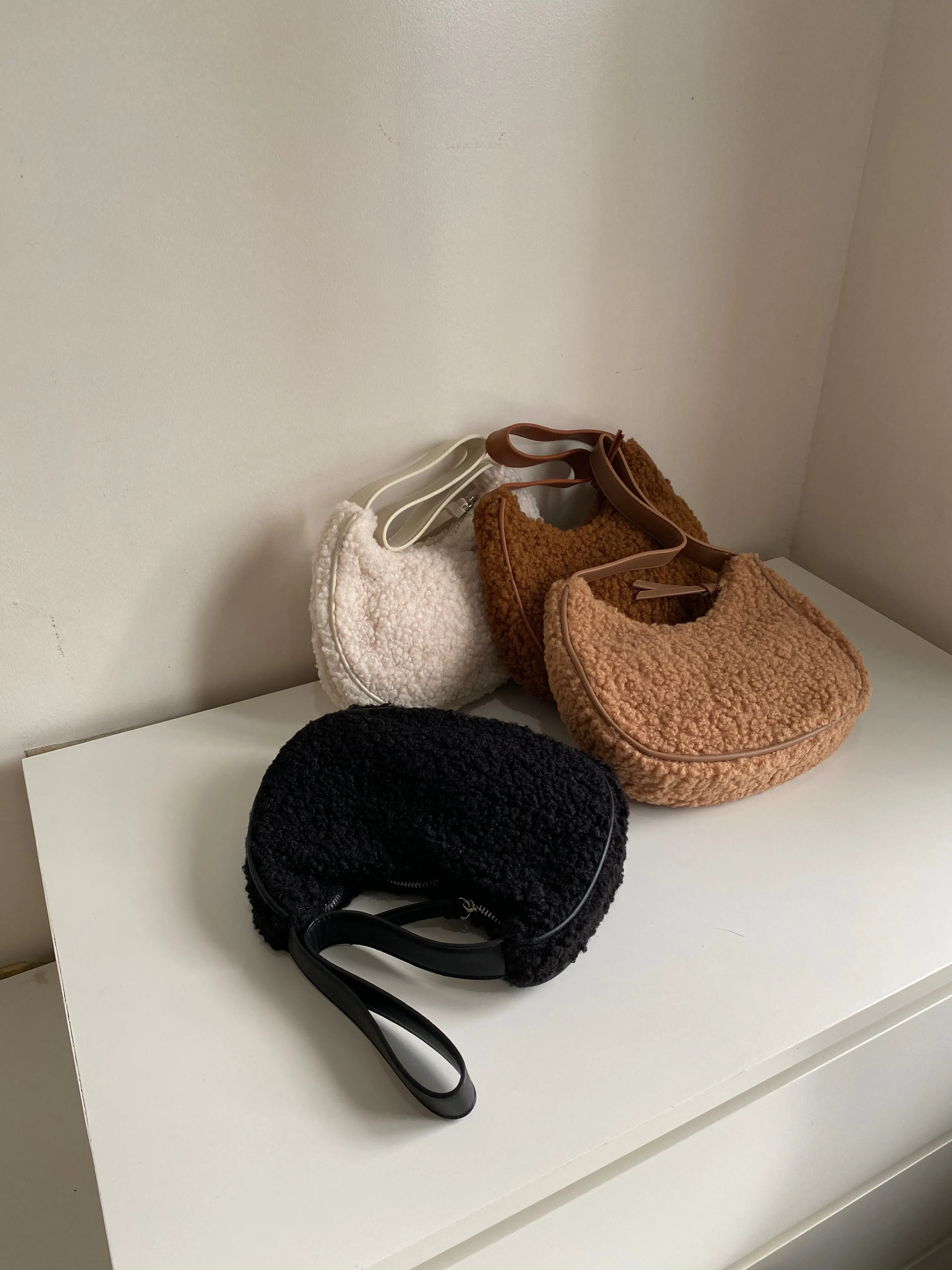 Fuzzy Baguette Bag - Chocolate