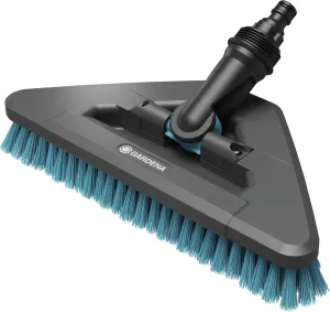 Gardena Cleansystem Hard Flex Long-Handled Brush: for Cleaning Non-Sensitive Surfaces, Triangular, swivelling, Firm bristles, for Connection to Cleansystem Handle, for Larger Surfaces (18814-20)