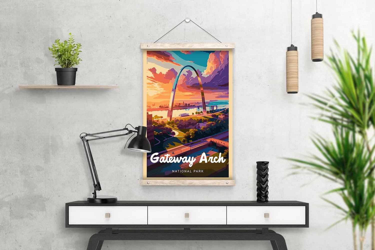 Gateway Arch National Park Modern Style Travel Poster - 8x10-12x18-18x24-24x36 / 4x6 Postcard Designer Series Art Print USA United States Wall Art Missouri (12x18 Inch Poster)