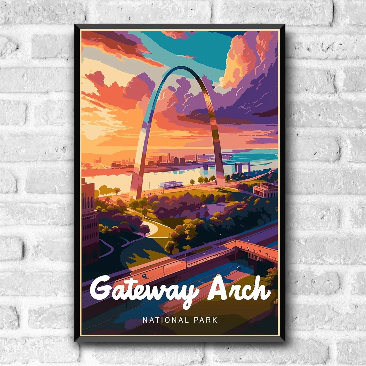Gateway Arch National Park Modern Style Travel Poster - 8x10-12x18-18x24-24x36 / 4x6 Postcard Designer Series Art Print USA United States Wall Art Missouri (12x18 Inch Poster)