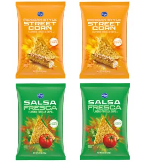 Generic Salsa Fresca and Mexican style street corn Kroger Tortilla Chips Variety 9.5 oz pack of 4