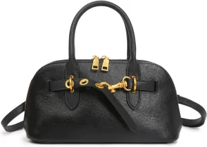 Genuine Leather Crossbody Bag for Women with Top Handle, Small Shoulder Tote Handbag, Designer Satchel Purse for Everyday Use