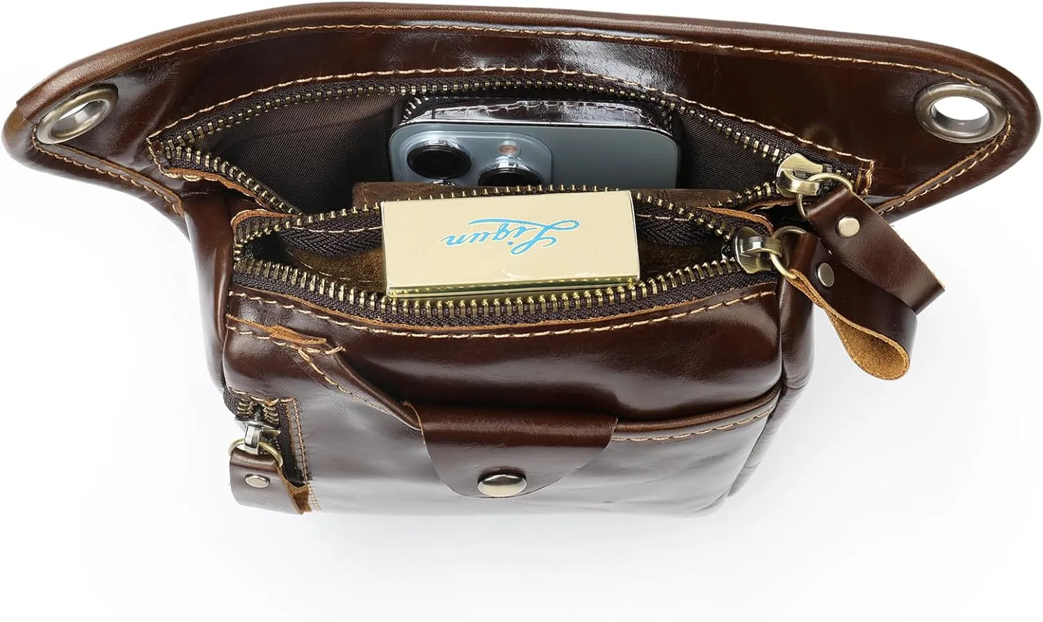 Genuine Leather Drop Leg Bag Motorcycle Thigh Purse Hip Pouch Waist Fanny Pack for Women Men Black