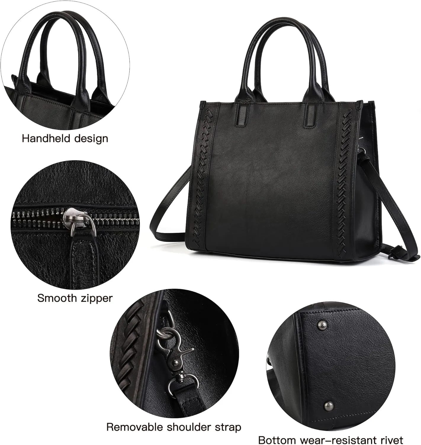Genuine Leather Handbags Purses for Women Medium Satchel Tote Shoulder Crossbody Bags Top Handle with Strap