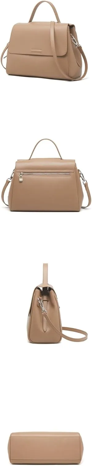 Genuine Leather Tote Bag for Women With Detachable Shoulder Strap Spacious Organizer Compartments Annual New