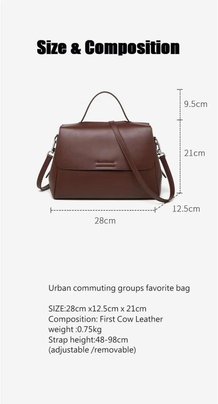 Genuine Leather Tote Bag for Women With Detachable Shoulder Strap Spacious Organizer Compartments Annual New