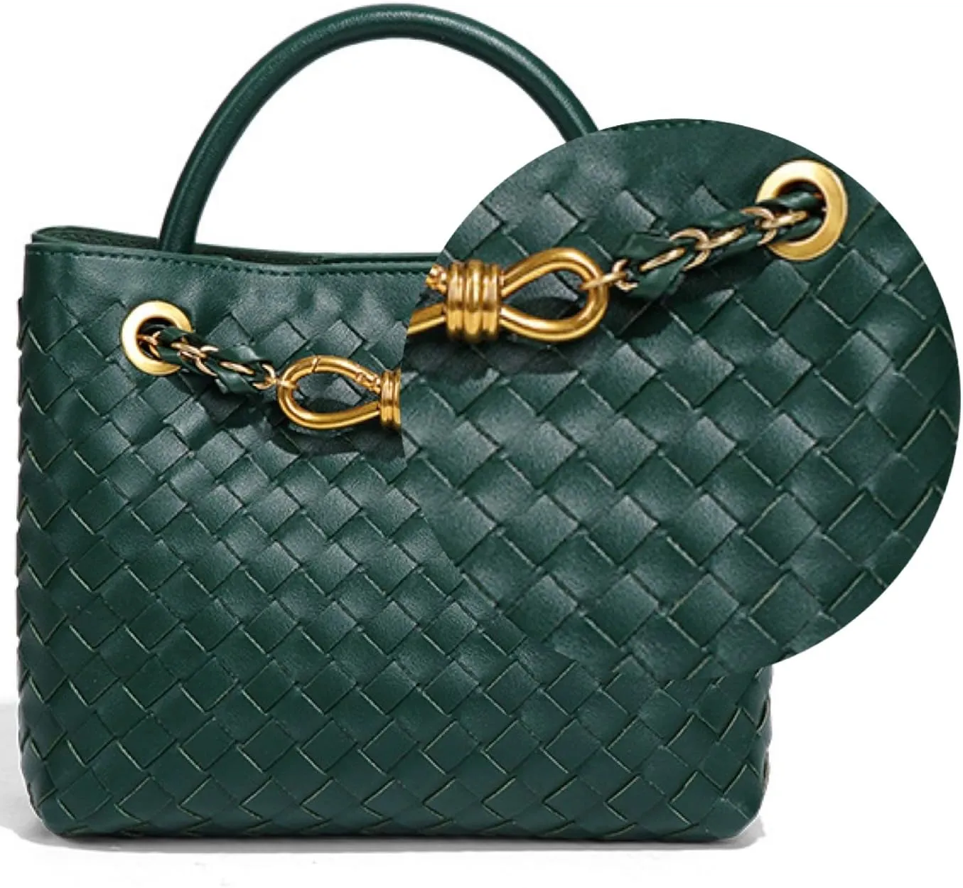 Genuine Leather Women's Top-handle Handbags Fashion Ladies Handbags Shoulder Bag Purse Woven Tote Bag for Women Clutch Bag