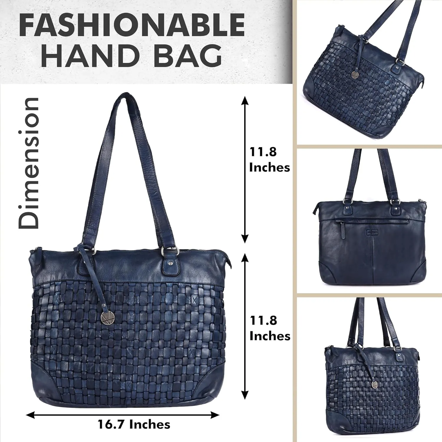 Genuine Leather Women's Tote Handbags, Satchel Purse Ladies Shoulder Bags with Top Handle