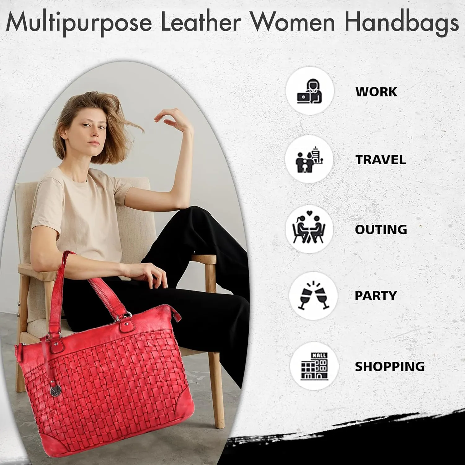 Genuine Leather Women's Tote Handbags, Satchel Purse Ladies Shoulder Bags with Top Handle