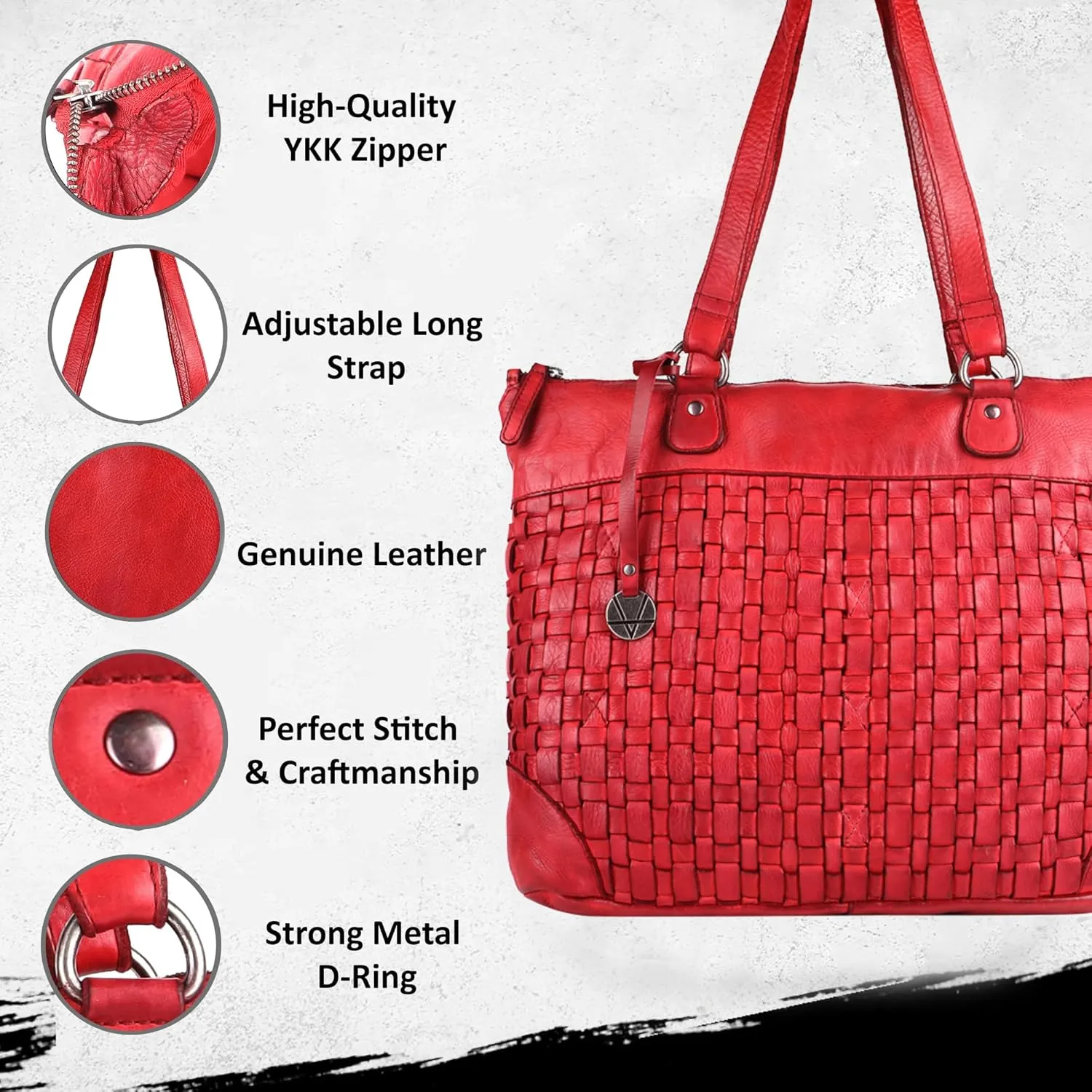 Genuine Leather Women's Tote Handbags, Satchel Purse Ladies Shoulder Bags with Top Handle