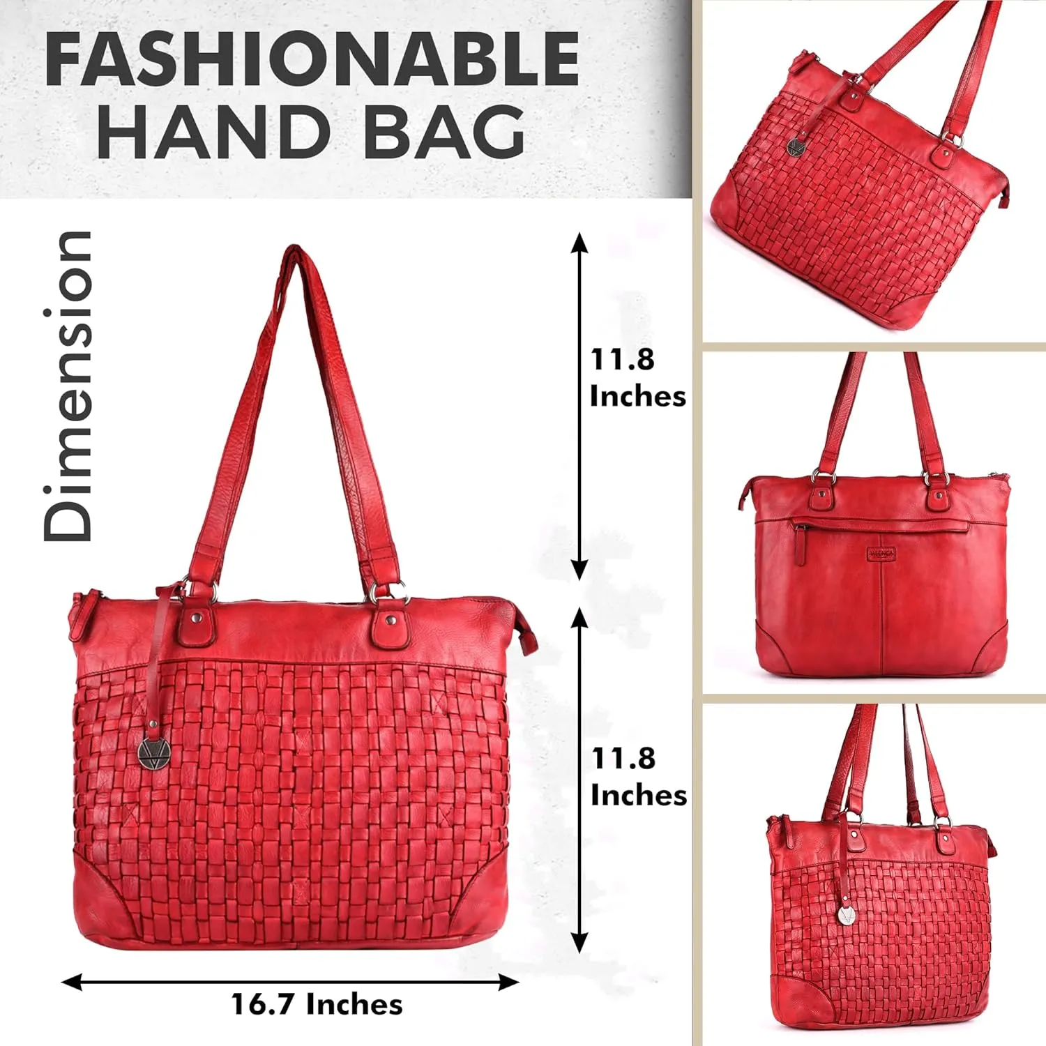 Genuine Leather Women's Tote Handbags, Satchel Purse Ladies Shoulder Bags with Top Handle