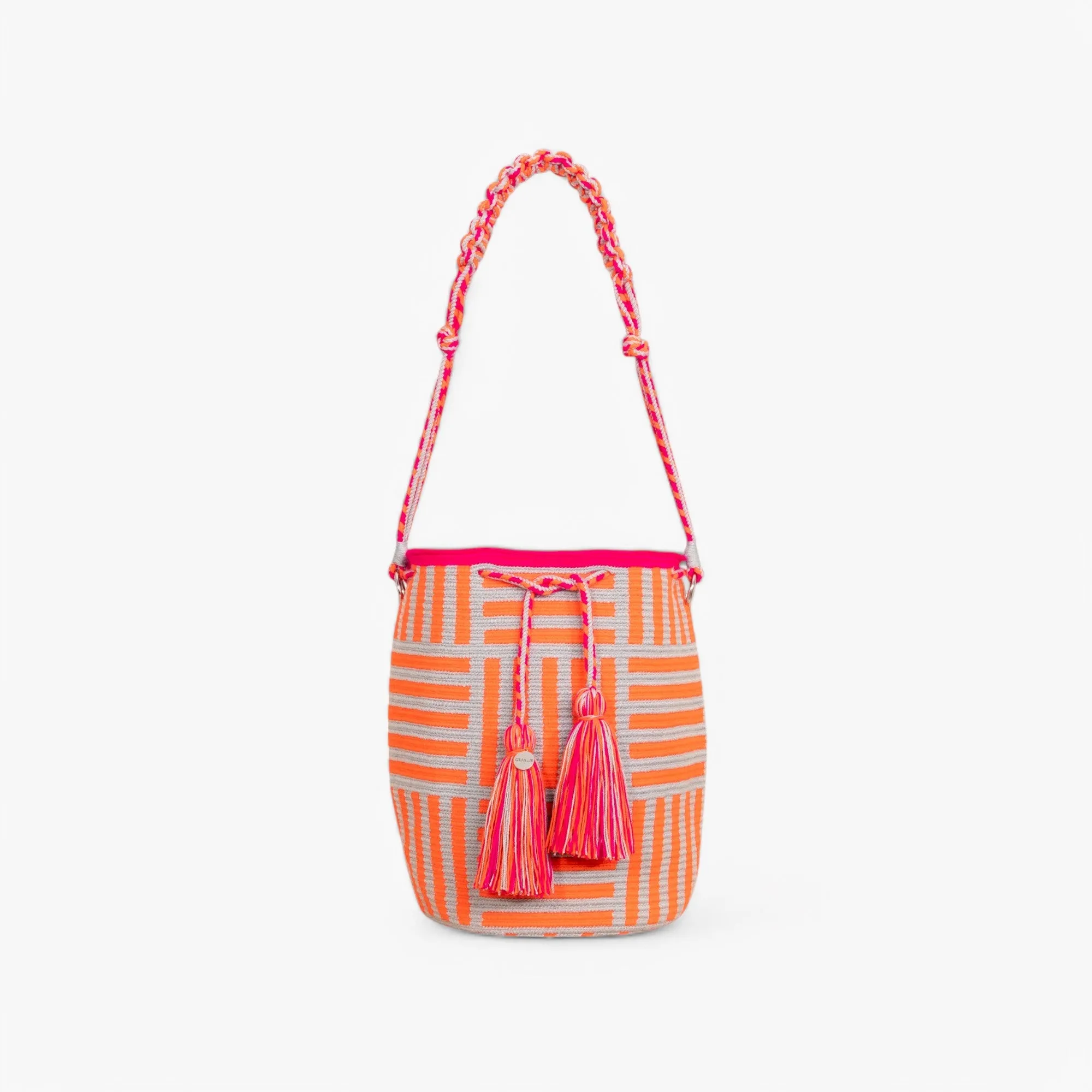 Geometric round shoulder bag | Tangerine