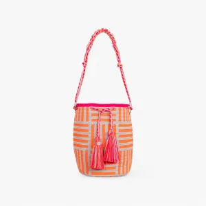 Geometric round shoulder bag | Tangerine