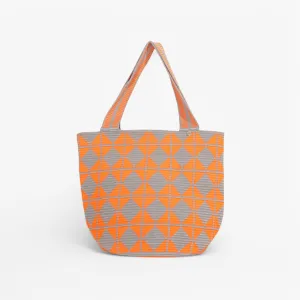 Geometric round tote L | Tangerine