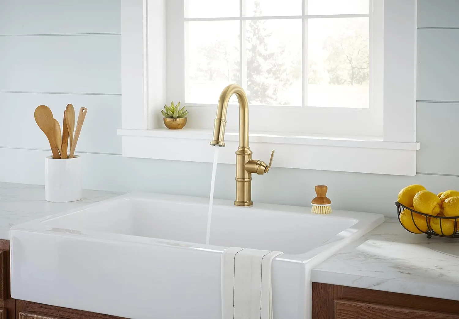 Gerber Kinzie Single Handle Pull Down Sprayer Prep Faucet in Brushed Bronze, D150537BB
