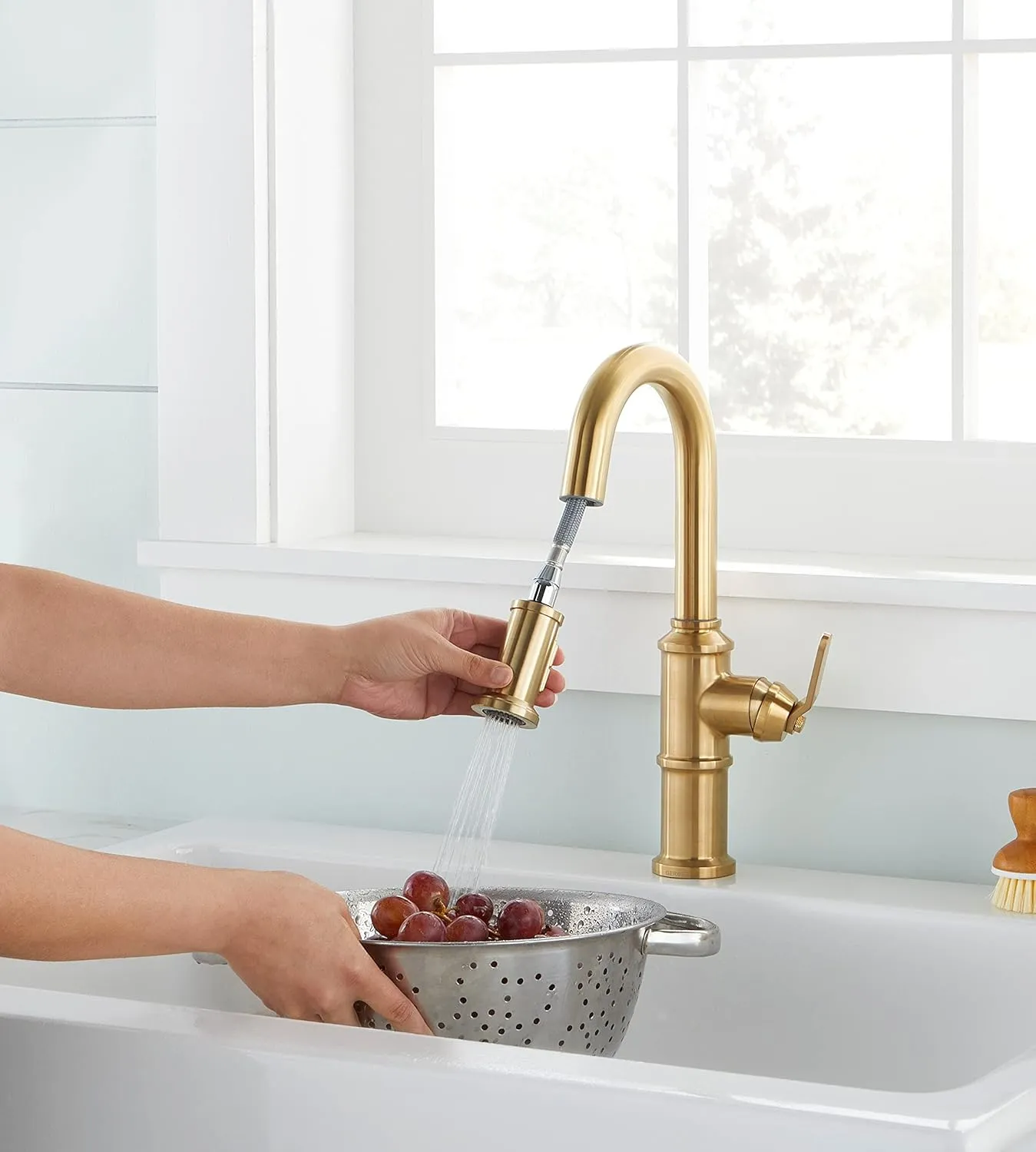 Gerber Kinzie Single Handle Pull Down Sprayer Prep Faucet in Brushed Bronze, D150537BB
