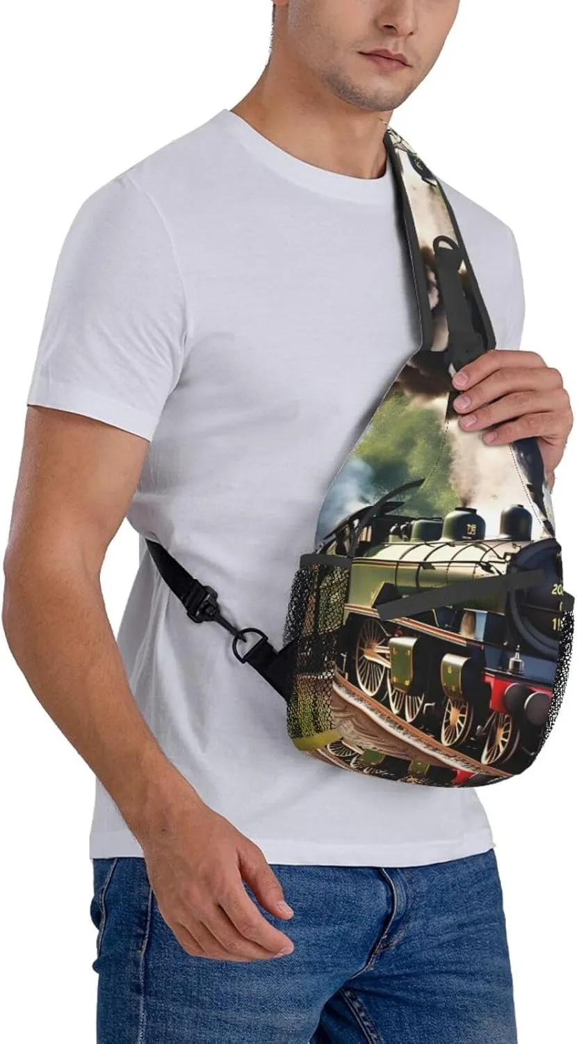 GeRRiT Steam Little Train Print Small Backpack Sling Bag For Women Men, Chest Bag Daypack Crossbody For Travel Sport