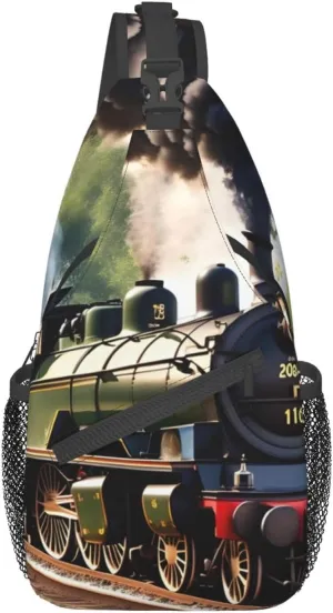GeRRiT Steam Little Train Print Small Backpack Sling Bag For Women Men, Chest Bag Daypack Crossbody For Travel Sport