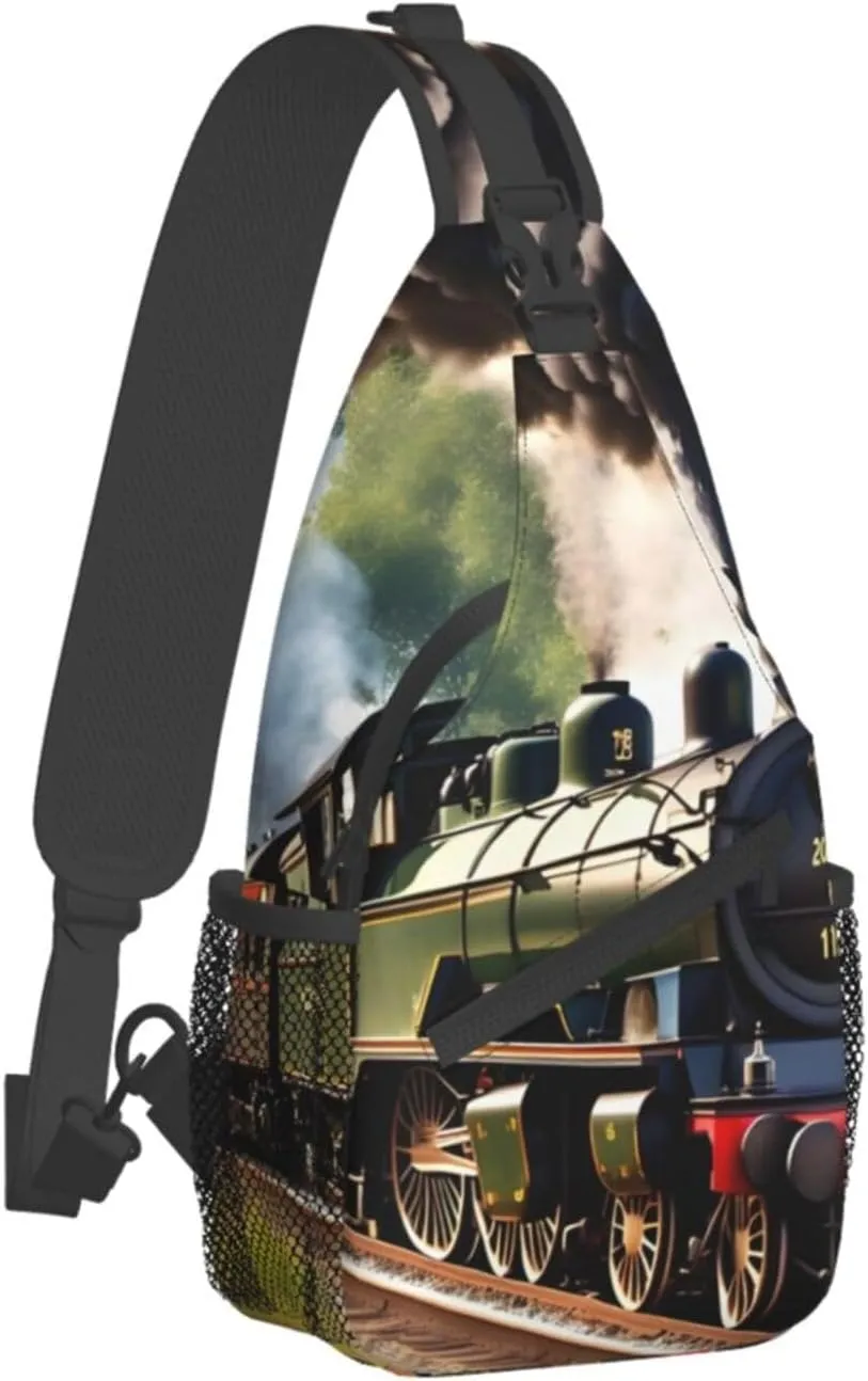 GeRRiT Steam Little Train Print Small Backpack Sling Bag For Women Men, Chest Bag Daypack Crossbody For Travel Sport