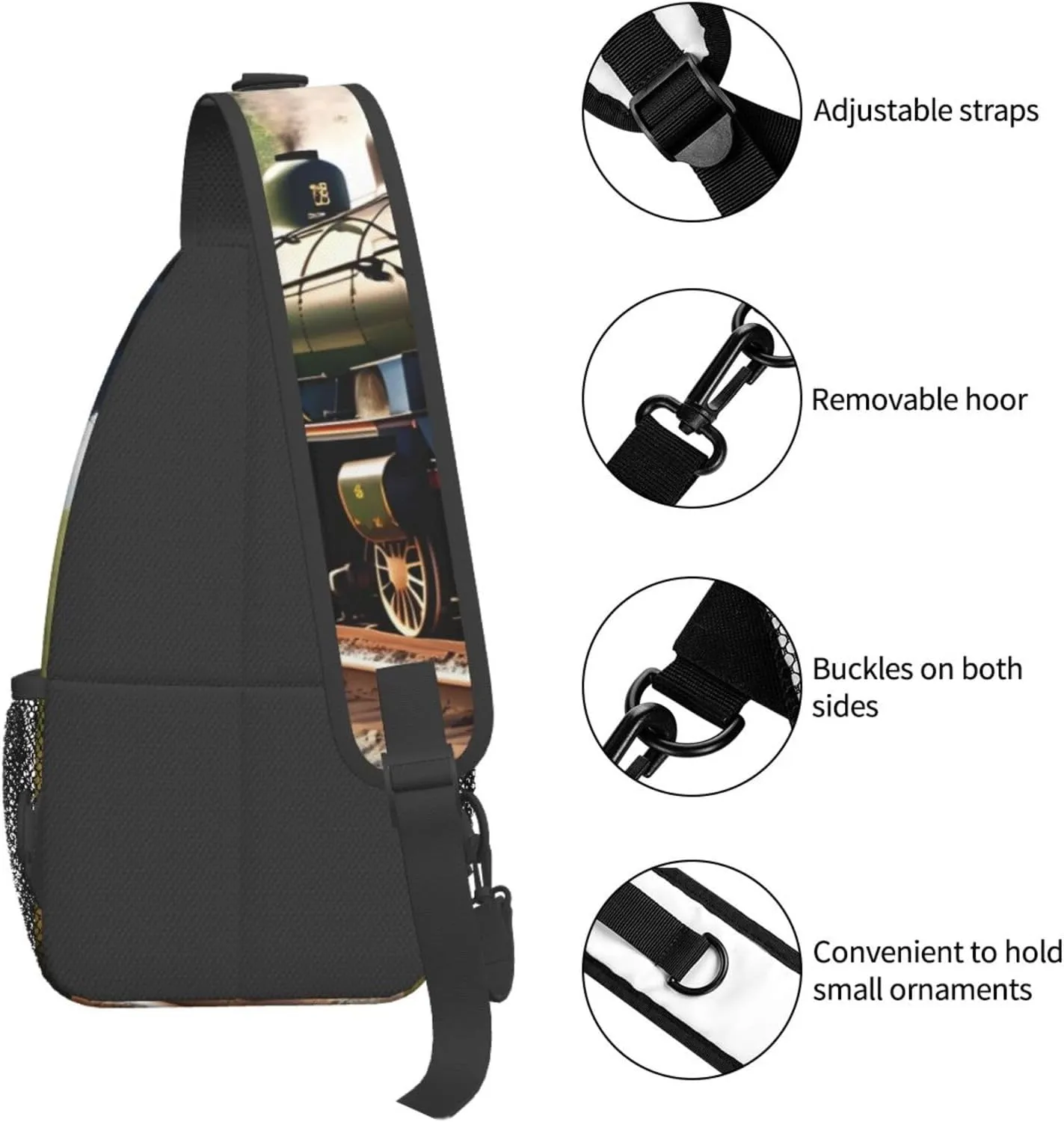 GeRRiT Steam Little Train Print Small Backpack Sling Bag For Women Men, Chest Bag Daypack Crossbody For Travel Sport