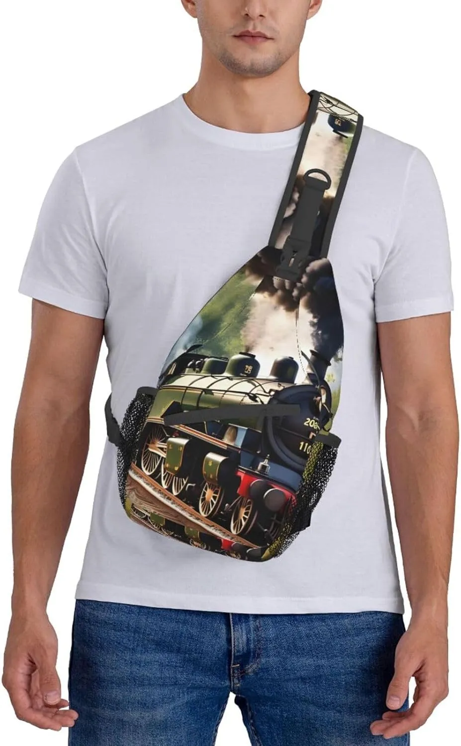 GeRRiT Steam Little Train Print Small Backpack Sling Bag For Women Men, Chest Bag Daypack Crossbody For Travel Sport