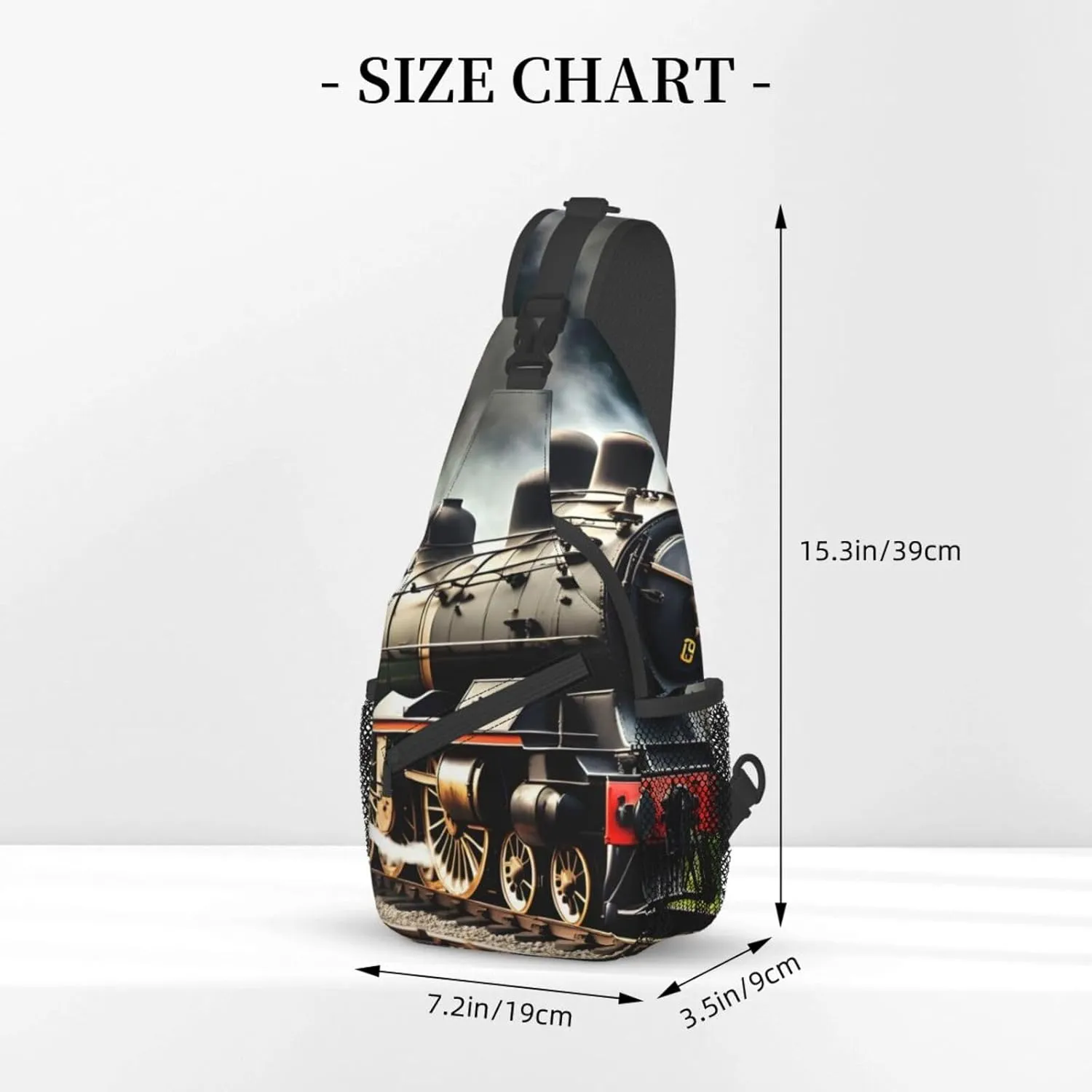 GeRRiT Steam Locomotive Train Print Small Backpack Sling Bag For Women Men, Chest Bag Daypack Crossbody For Travel Sport, SB-122