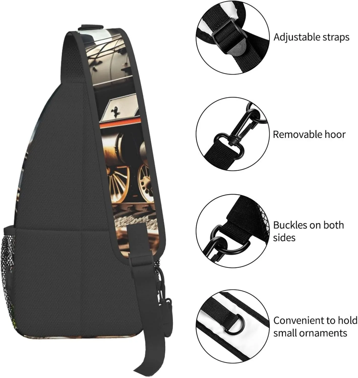 GeRRiT Steam Locomotive Train Print Small Backpack Sling Bag For Women Men, Chest Bag Daypack Crossbody For Travel Sport, SB-122