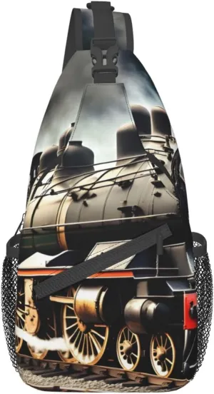 GeRRiT Steam Locomotive Train Print Small Backpack Sling Bag For Women Men, Chest Bag Daypack Crossbody For Travel Sport, SB-122