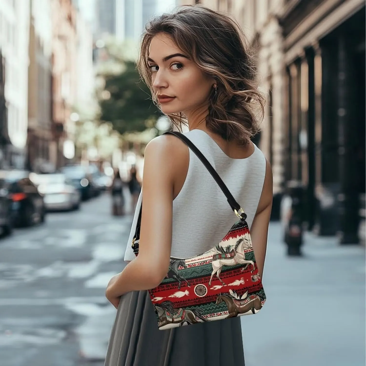 GIFTPUZZ Women Underarm Shoulder Bag Trendy Leather Purse with Top Handle Internal Pocket and Zipper Closure Waterproof