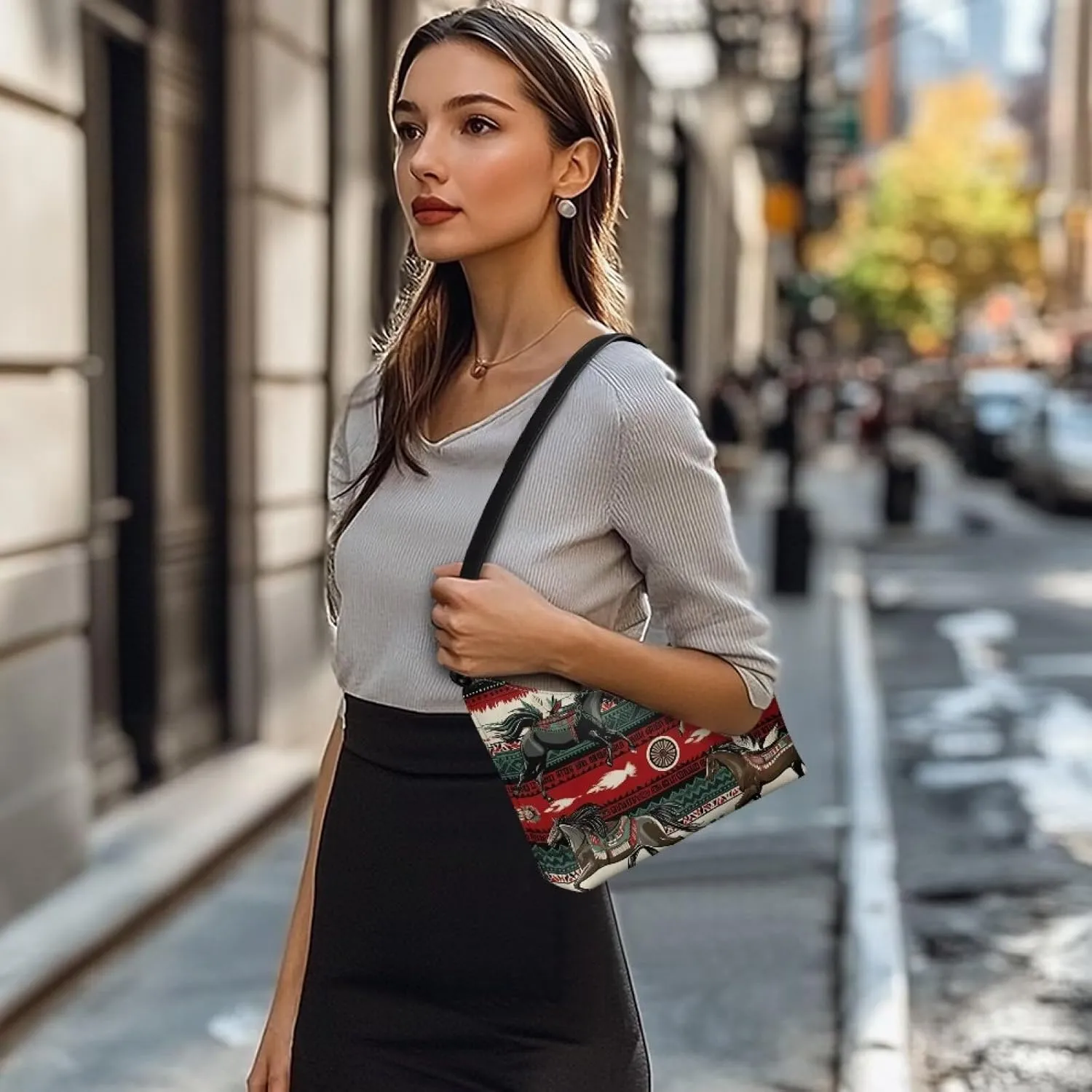 GIFTPUZZ Women Underarm Shoulder Bag Trendy Leather Purse with Top Handle Internal Pocket and Zipper Closure Waterproof