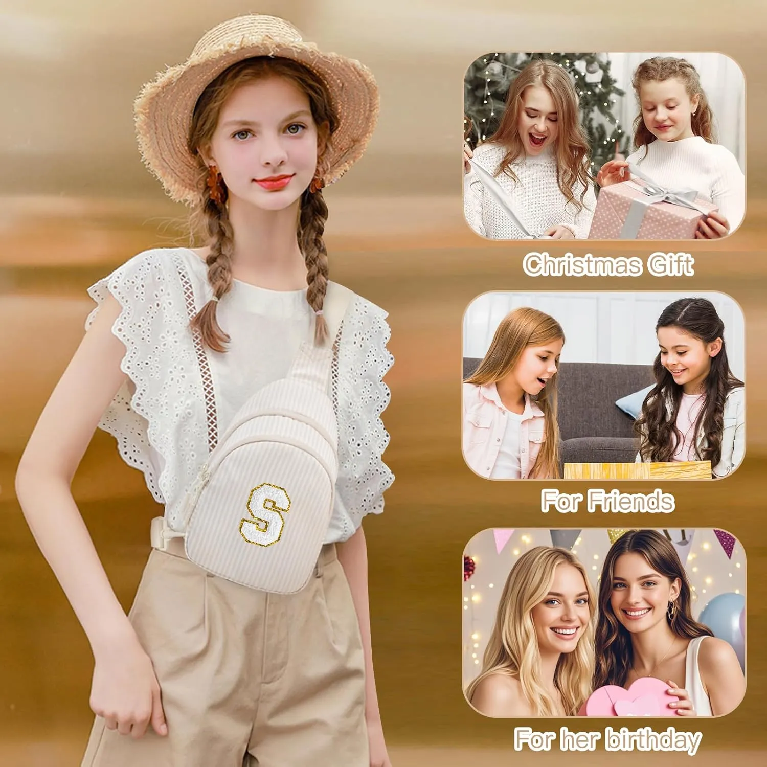 Gifts for 8 9 10 11 12 Year Old Girls Sling Bag Crossbody Bags Fanny Pack for Teen Girls Personalized Gifts for Women