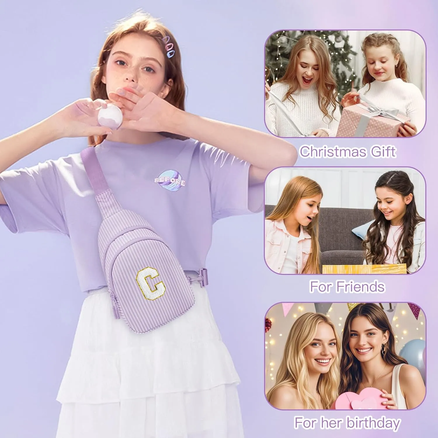 Gifts for 8 9 10 11 12 Year Old Girls Sling Bag Crossbody Bags Fanny Pack for Teen Girls Personalized Gifts for Women